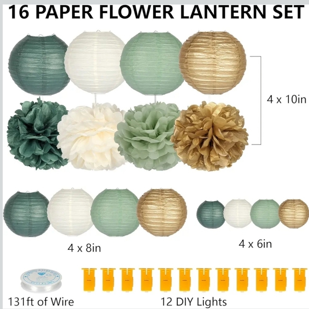 Elegant Gold and Green Lantern Decoration Collection